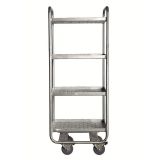 Galvanized Steel Narrow Industrial Metal Trolley on Wheels